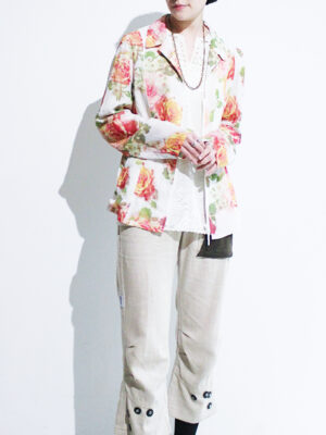 1990s flower pattern zip up jacket