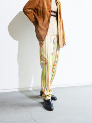 1980s stripe pattern tapered pants