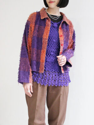 1990s check pattern fringe jacket