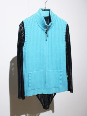 1990s zip up knit vest