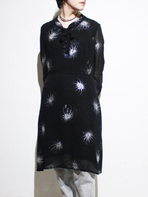 1970s lame print bow tie dress