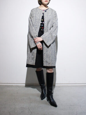 1990s flower pattern no collar coat