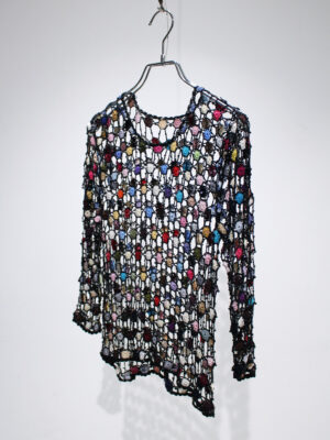 2000s multicolor crochet mesh knit top