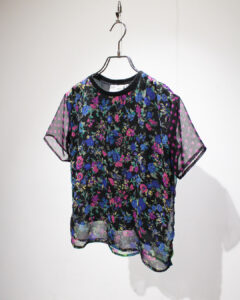 1980s short sleeve multi pattern top